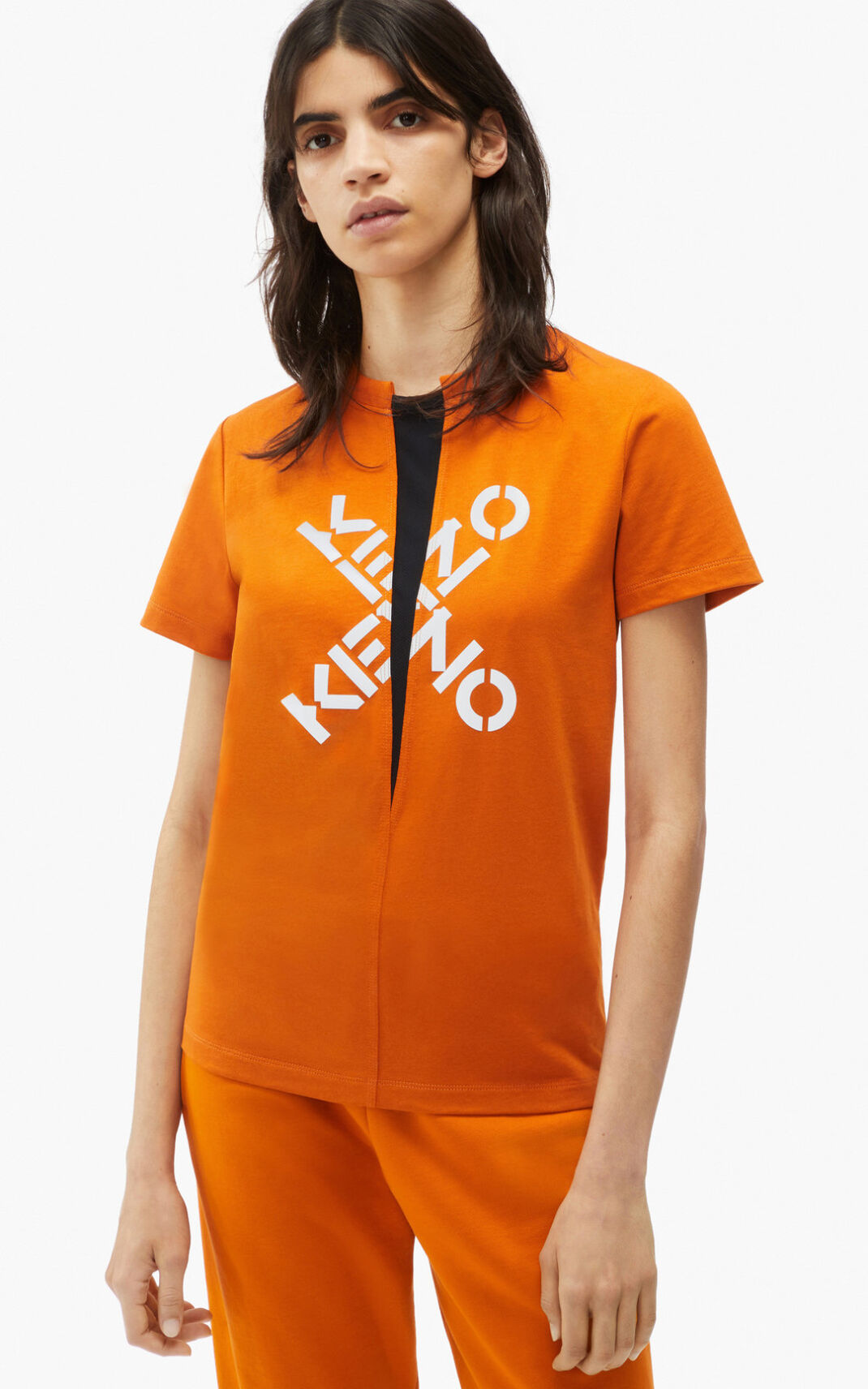 T Shirt Kenzo Big X Sport Femme Orange Foncé | EPMW-13876